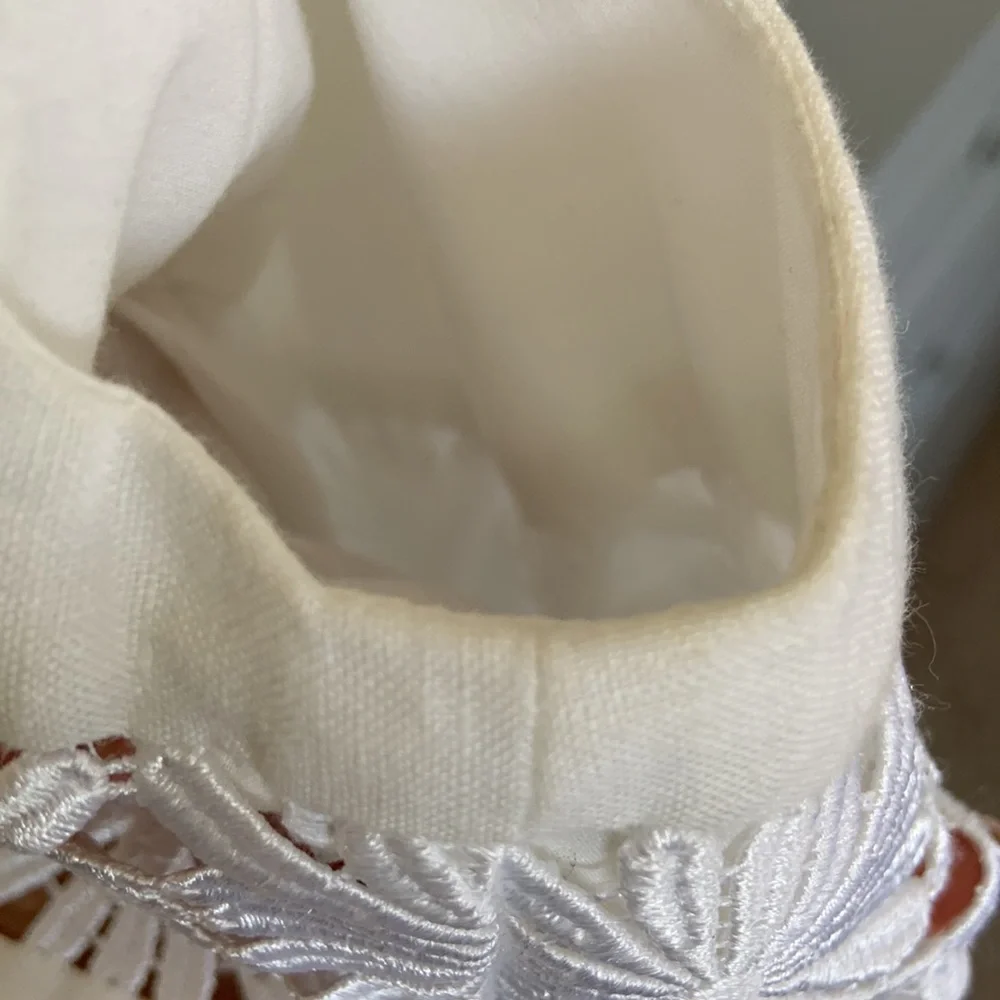 WHITE LINEN SLEEVELESS SHIFT SUMMER DRESS / DAISY MOTIF / LINED / VINTAGE / 2 - Picture 7 of 9